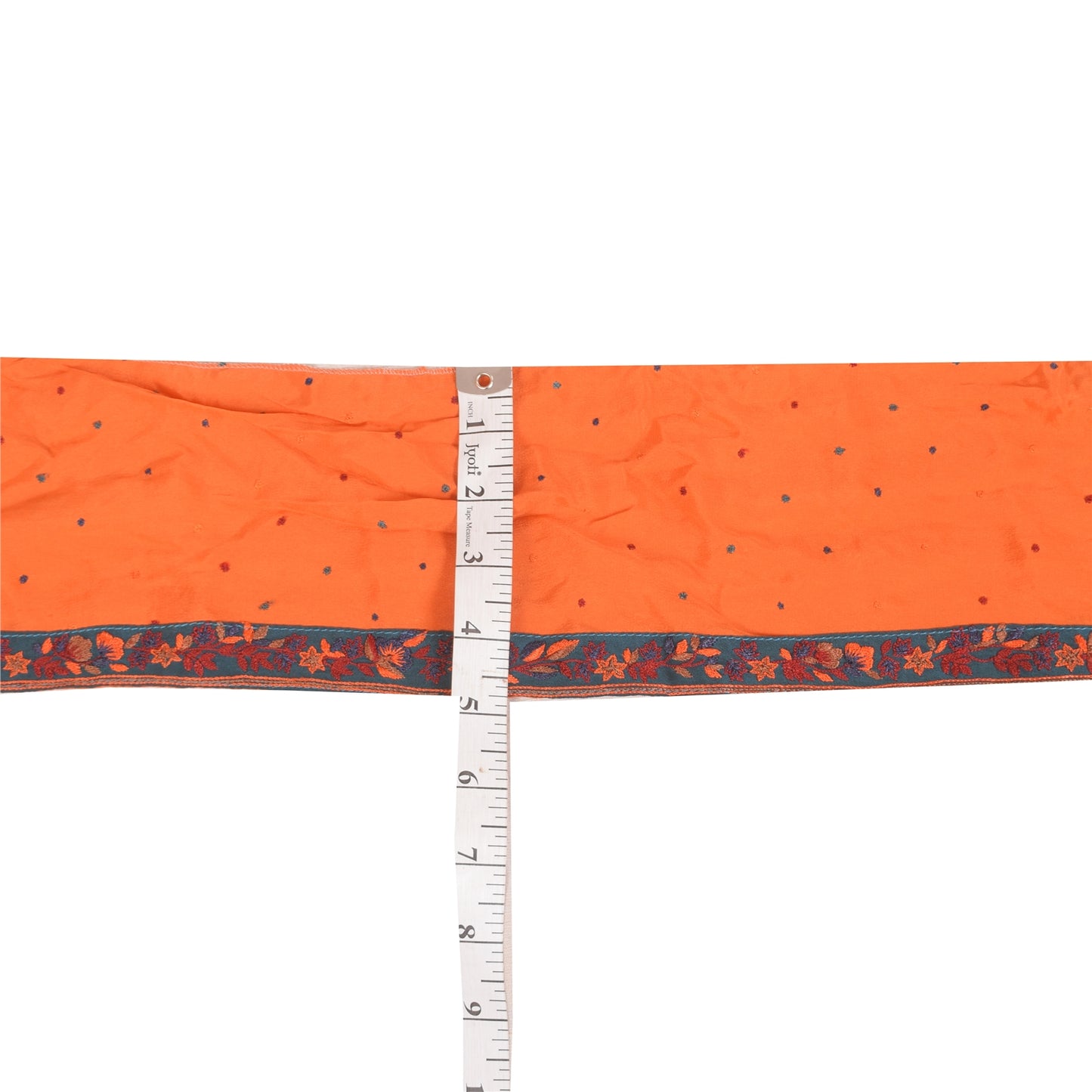 Sanskriti Vintage Sari/Saree Border Hand Embroidery 1 YD Trim Orange Patch Lace