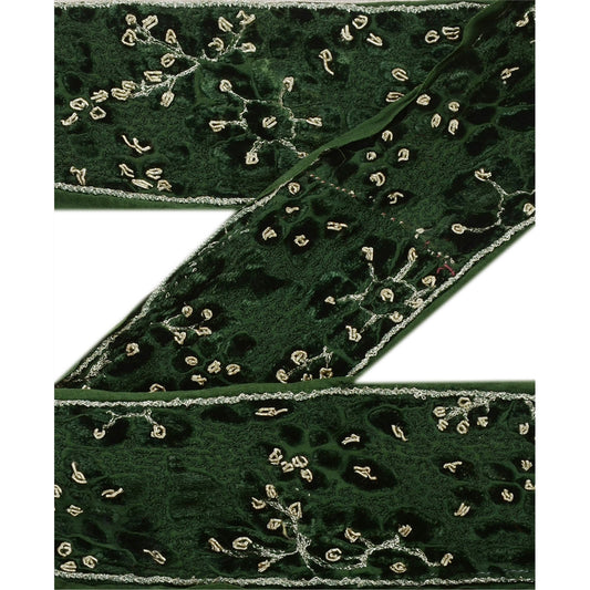 Sanskriti Vintage Sari Border Woven Craft 1 YD Sewing Green Trims Decor Lace
