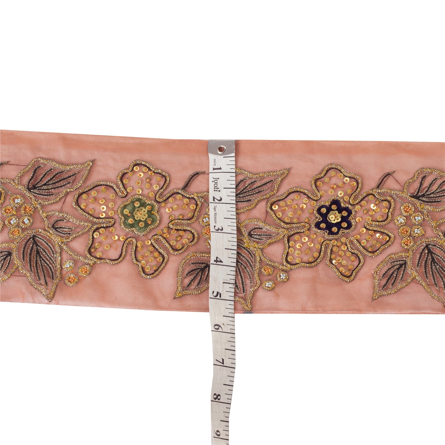 Sanskriti Vintage Sari/Saree Border Hand Beaded Sequins 1 YD Trim Pink 4W Lace