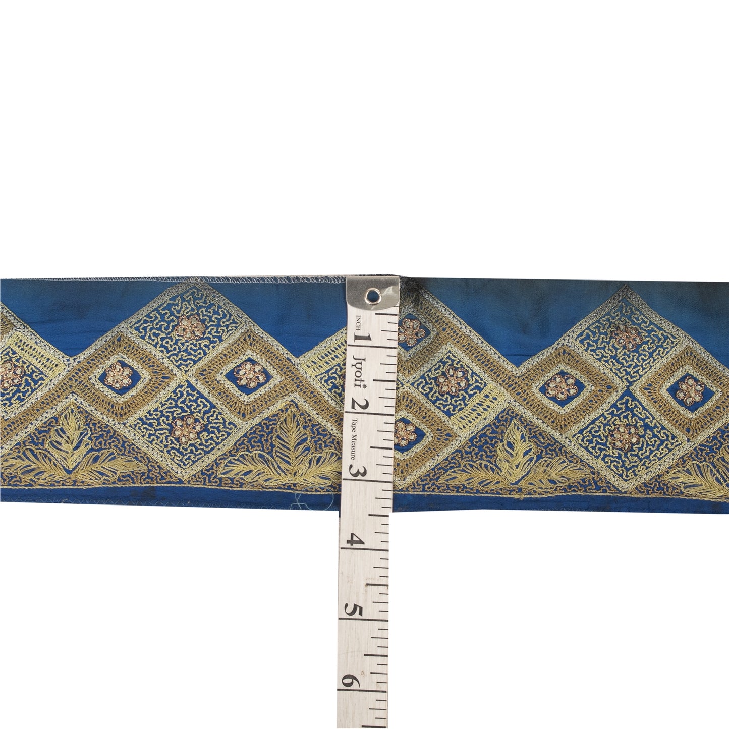 Sanskriti Vintage Saree Border Embroidered Zari Craft 1 YD Trims 3.3W Blue Lace