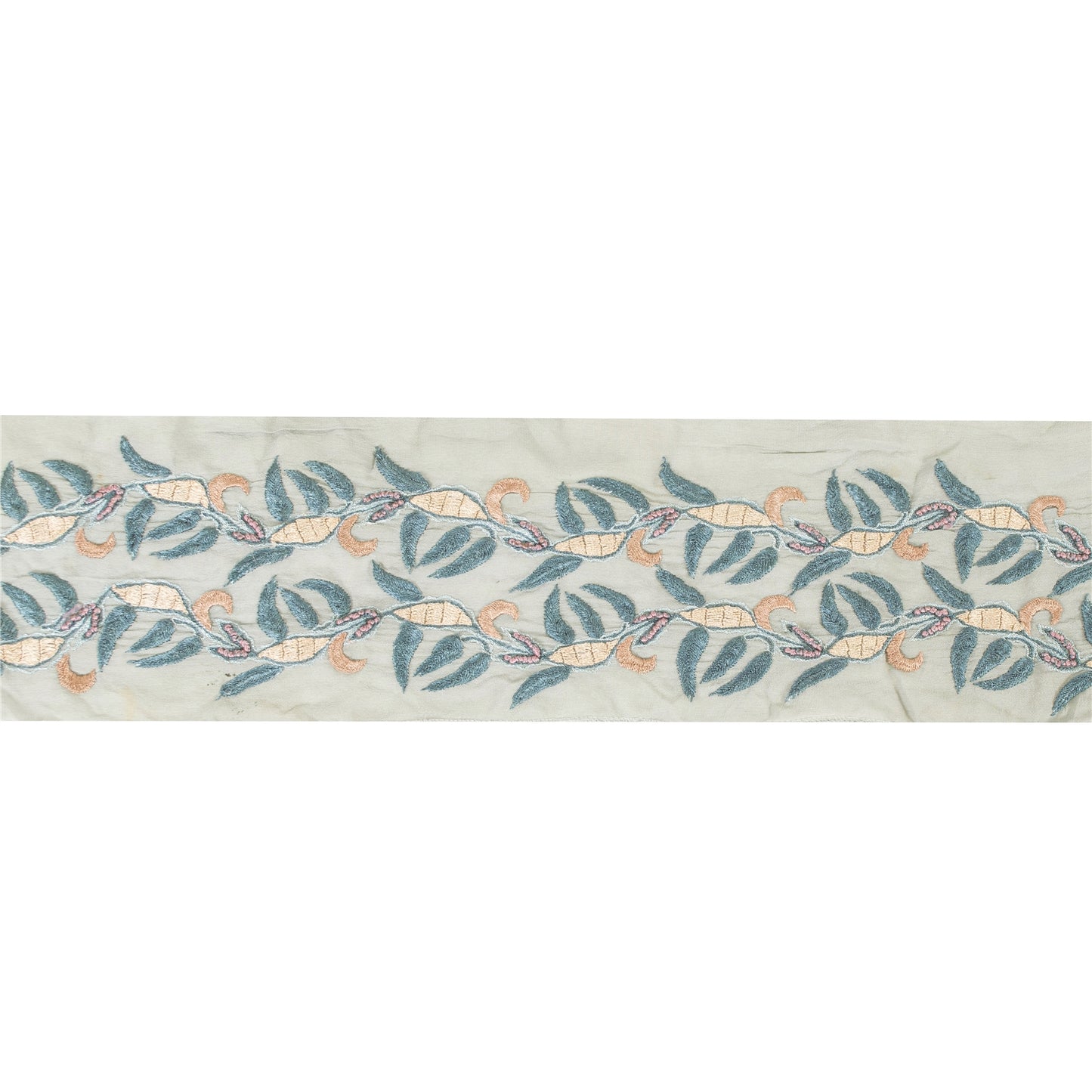 Sanskriti Vintage Sari/Saree Border Embroidered Thread 1 YD Trim White 3W Lace