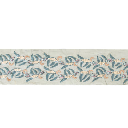 Sanskriti Vintage Sari/Saree Border Embroidered Thread 1 YD Trim White 3W Lace