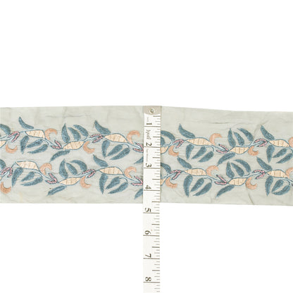 Sanskriti Vintage Sari/Saree Border Embroidered Thread 1 YD Trim White 3W Lace