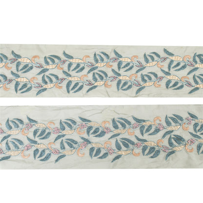 Sanskriti Vintage Sari/Saree Border Embroidered Thread 1 YD Trim White 3W Lace
