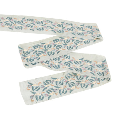 Sanskriti Vintage Sari/Saree Border Embroidered Thread 1 YD Trim White 3W Lace