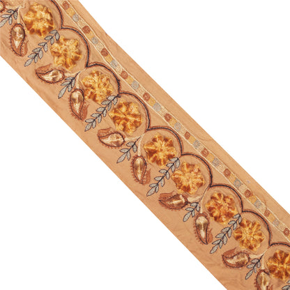 Sanskriti Vintage Sari/Saree Border Embroidered Thread 1 YD Trim Orange Lace