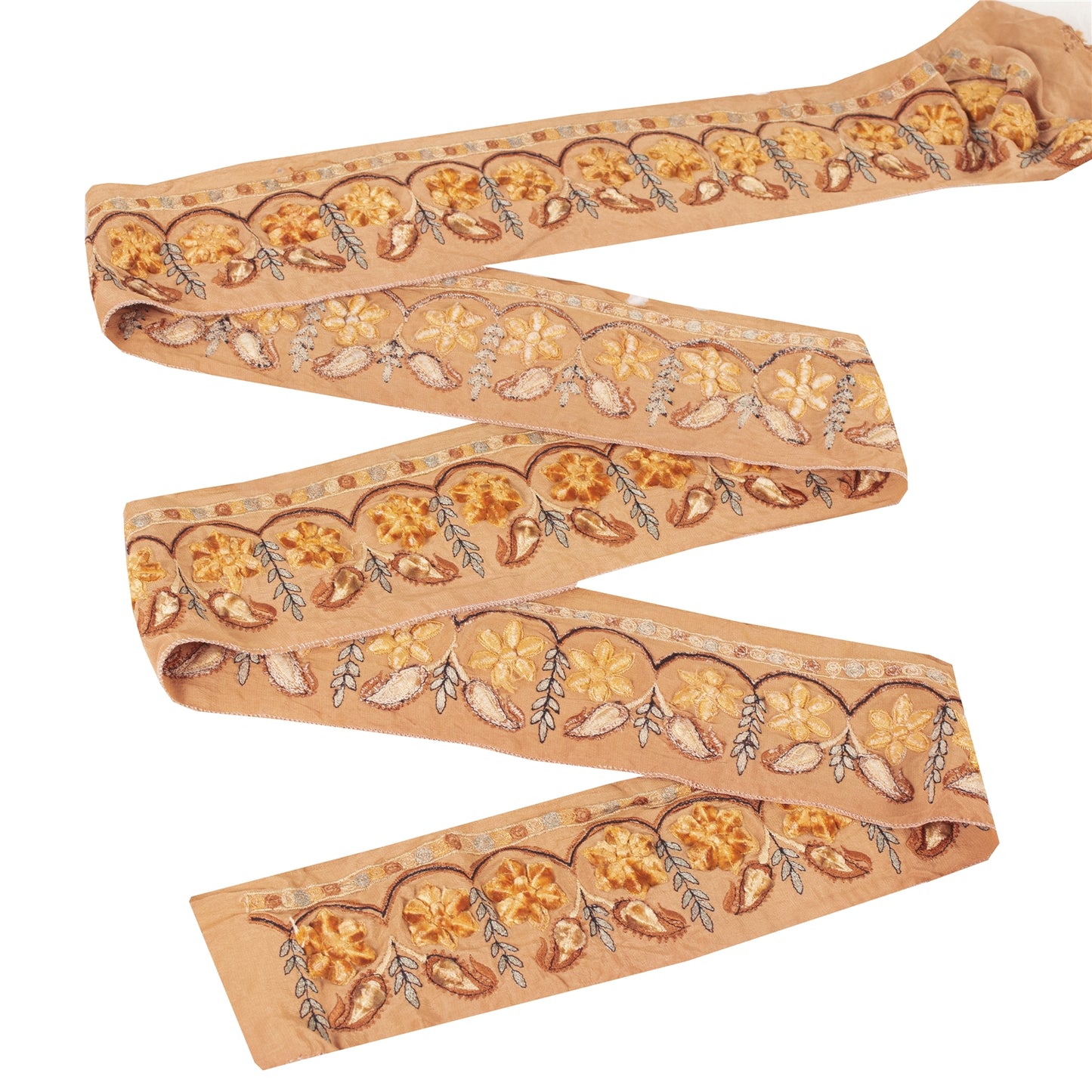 Sanskriti Vintage Sari/Saree Border Embroidered Thread 1 YD Trim Orange Lace