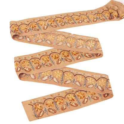 Sanskriti Vintage Sari/Saree Border Embroidered Thread 1 YD Trim Orange Lace