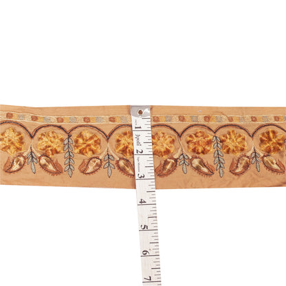 Sanskriti Vintage Sari/Saree Border Embroidered Thread 1 YD Trim Orange Lace