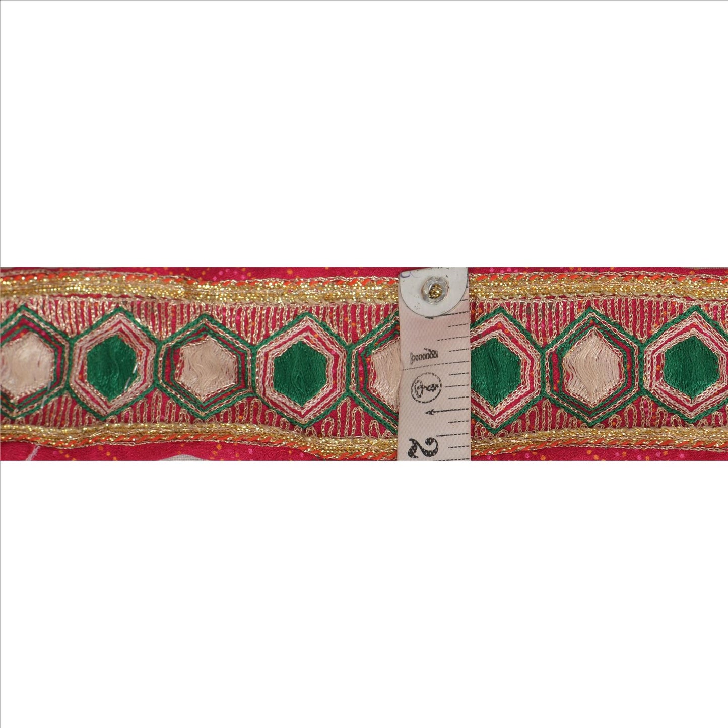 Sanskriti Vintage Sari Border Hand Embroidered 1 Yd Indian Trim Sewing Pink Lace