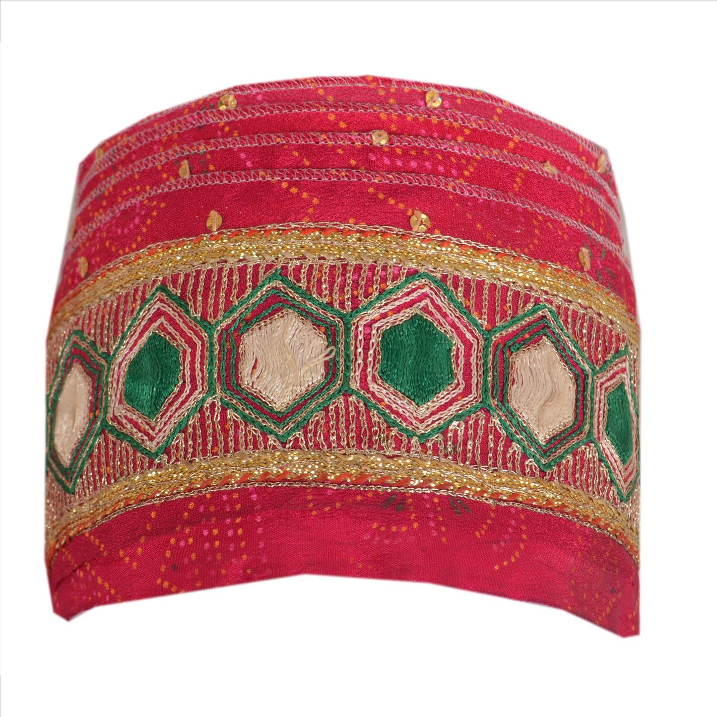 Sanskriti Vintage Sari Border Hand Embroidered 1 Yd Indian Trim Sewing Pink Lace