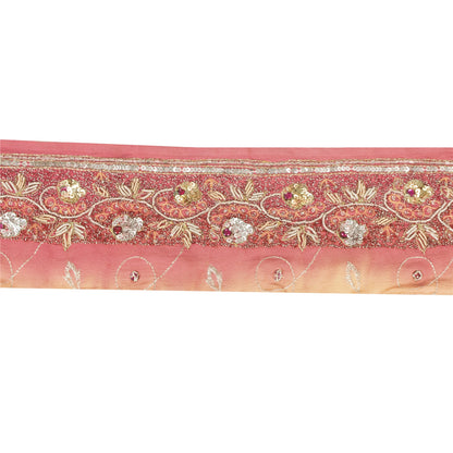 Sanskriti Vintage Saree Border Hand Beaded Gota Patti 1YD Trims 1.5W Maroon Lace