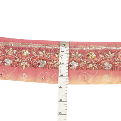 Sanskriti Vintage Saree Border Hand Beaded Gota Patti 1YD Trims 1.5W Maroon Lace