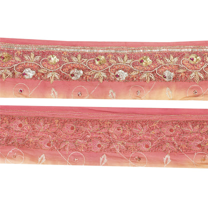 Sanskriti Vintage Saree Border Hand Beaded Gota Patti 1YD Trims 1.5W Maroon Lace