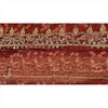 Sanskriti Vintage Bandhani Sari Border Hand Beaded 1 Yd Trim Ribbon Maroon Lace