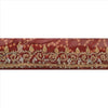Sanskriti Vintage Bandhani Sari Border Hand Beaded 1 Yd Trim Ribbon Maroon Lace