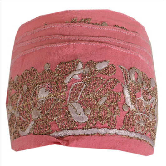Sanskrkti Vintage Sari Border Hand Embroidered 1 Yd Indian Trim Sewing Pink Lace