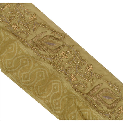 Sanskriti Vintage Sari Border Hand Embroidered Woven 1 Yd Trim Sewing Green Lace