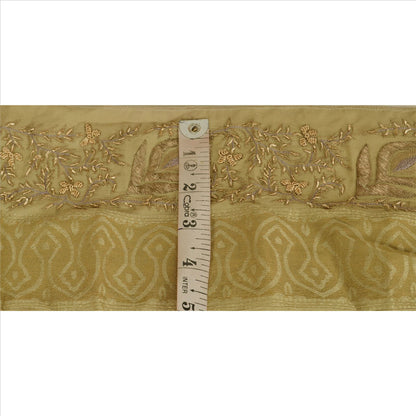 Sanskriti Vintage Sari Border Hand Embroidered Woven 1 Yd Trim Sewing Green Lace