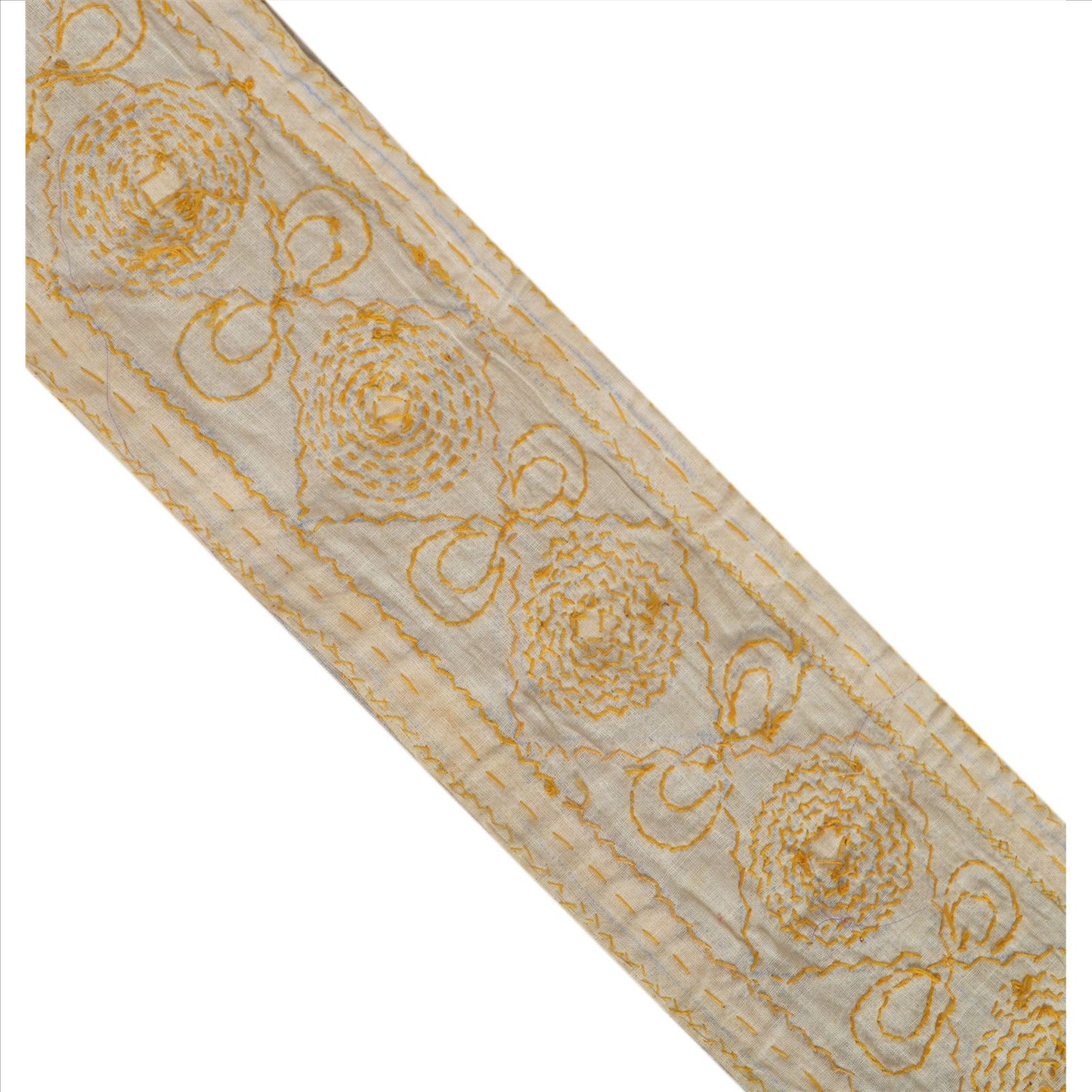 Sanskriti Vintage Sari Border Hand Beaded 1 Yd Indian Trim Sewing Cream Lace