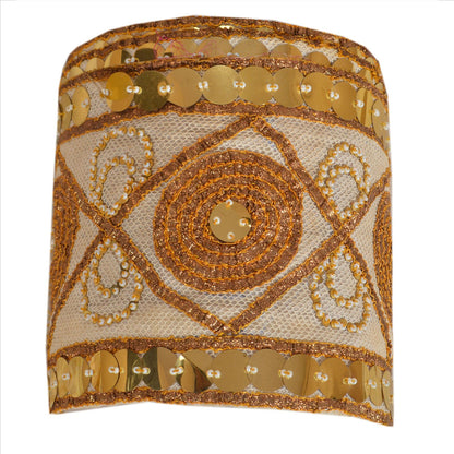 Sanskriti Vintage Sari Border Hand Beaded 1 Yd Indian Trim Sewing Cream Lace