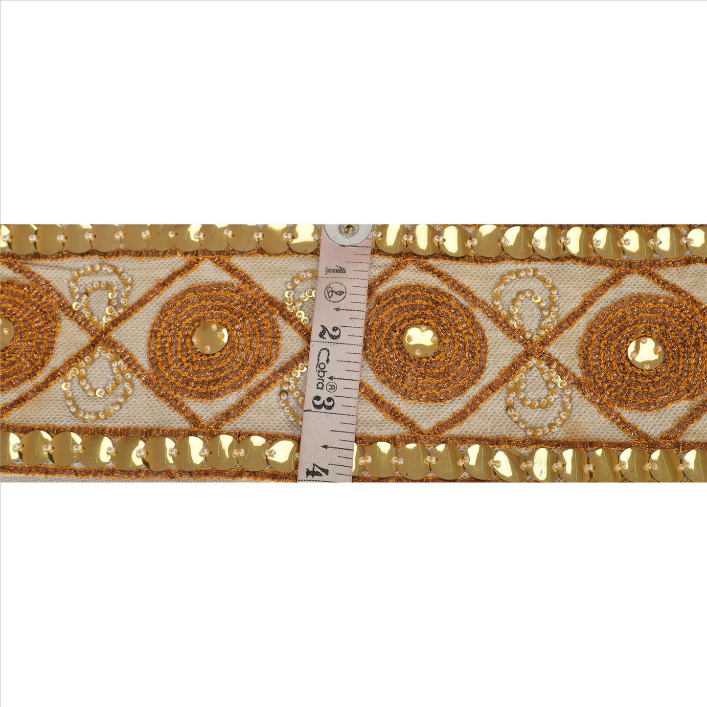 Sanskriti Vintage Sari Border Hand Beaded 1 Yd Indian Trim Sewing Cream Lace