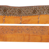 SANSKRITI VINTAGE SAREE BORDER HAND BEADED 1 YD TRIMS LACE 3W PURE SILK SAFFRON