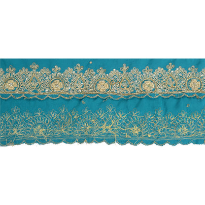 Sanskriti Vintage Sari Border Hand Beaded 1 Yd Indian Trim Sewing Green Lace