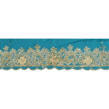 Sanskriti Vintage Sari Border Hand Beaded 1 Yd Indian Trim Sewing Green Lace