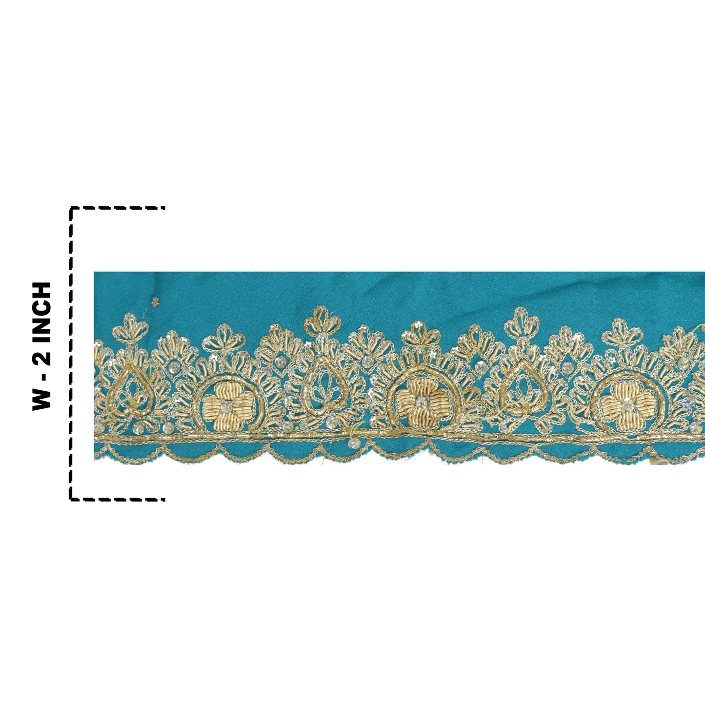 Sanskriti Vintage Sari Border Hand Beaded 1 Yd Indian Trim Sewing Green Lace