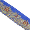 Sanskriti Vintage Sari Border Hand Beaded Craft 1Yd Sewing Royal Blue Trims Lace