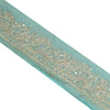 Sanskriti Vintage Sari Border Hand Beaded Craft 1 Yd Sewing Sea Green Trims Lace