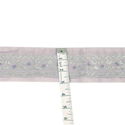 Sanskriti Vintage Sari/Saree Border Hand Beaded Zari 1 YD Trim Purple 2W Lace