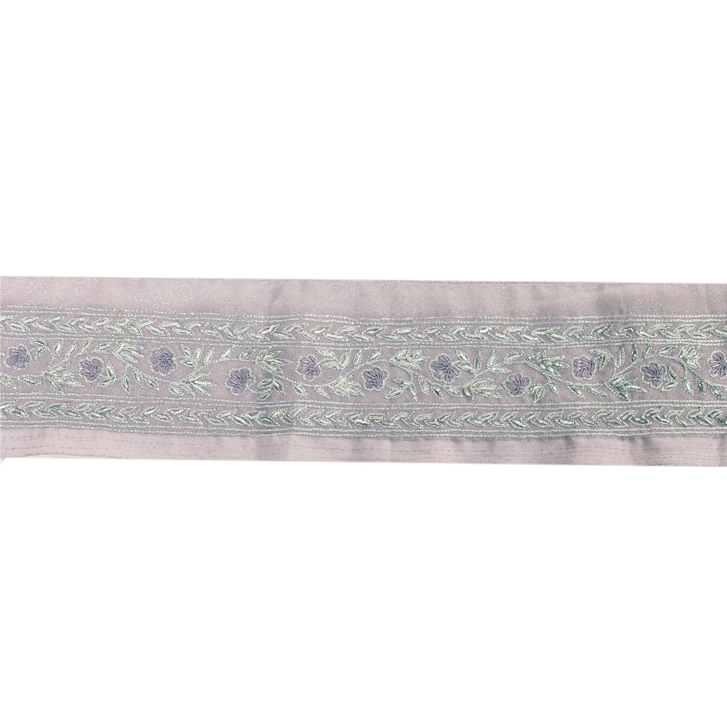 Sanskriti Vintage Sari/Saree Border Hand Beaded Zari 1 YD Trim Purple 2W Lace