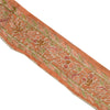 Sanskriti Vintage Sari Border Hand Embroidered Craft 1 Yd Orange Trims Lace