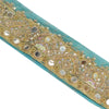 Sanskriti Vintage Sari Border Hand Beaded Craft 1 Yd Sewing Sky Blue Trims Lace