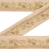 Sanskriti Vintage Sari Border Hand Embroidered Craft 1Yd Sewing Peach Trims Lace