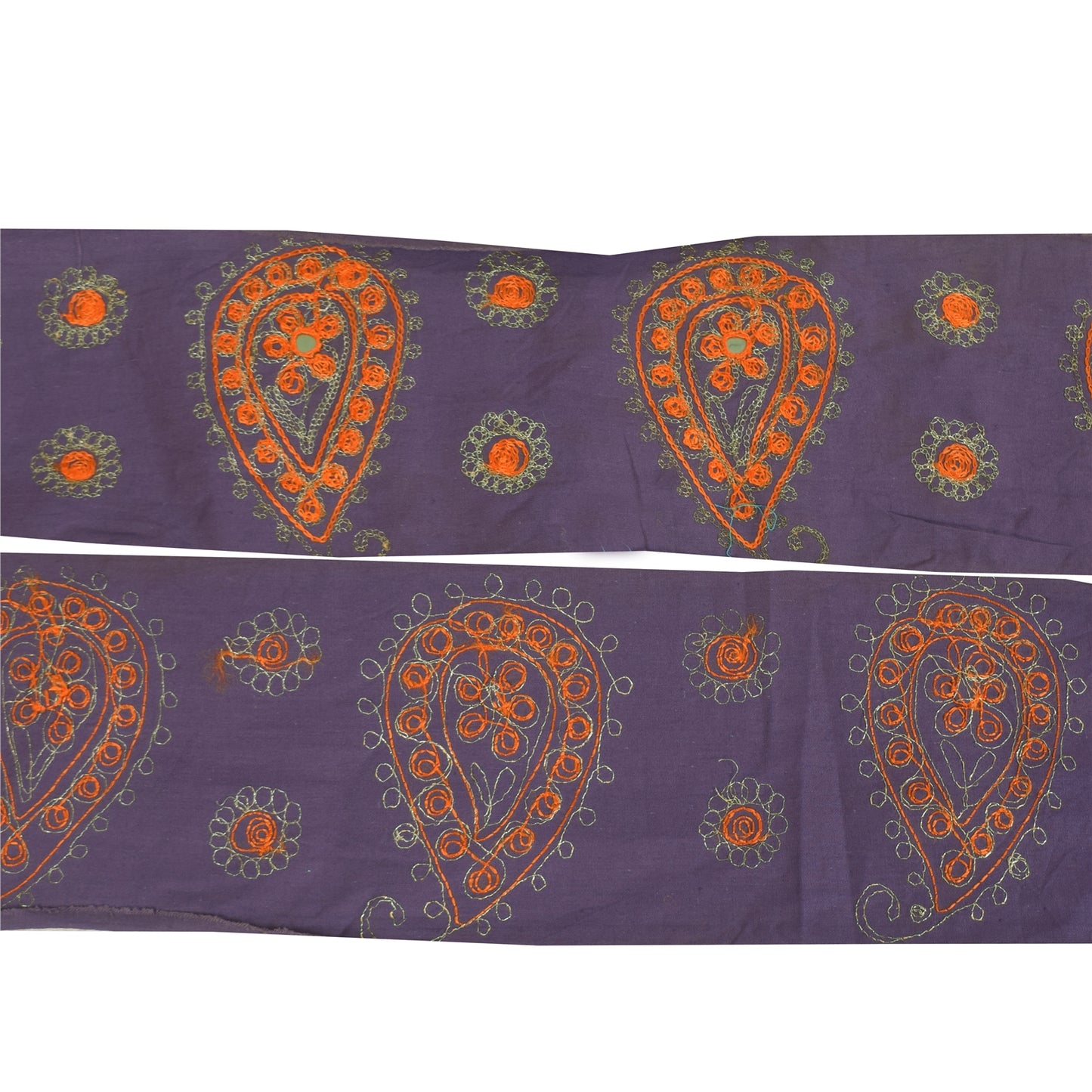 Sanskriti Vintage Sari/Saree Border Hand Bead Zari 1 YD Trim Blue 5W Cotton Lace