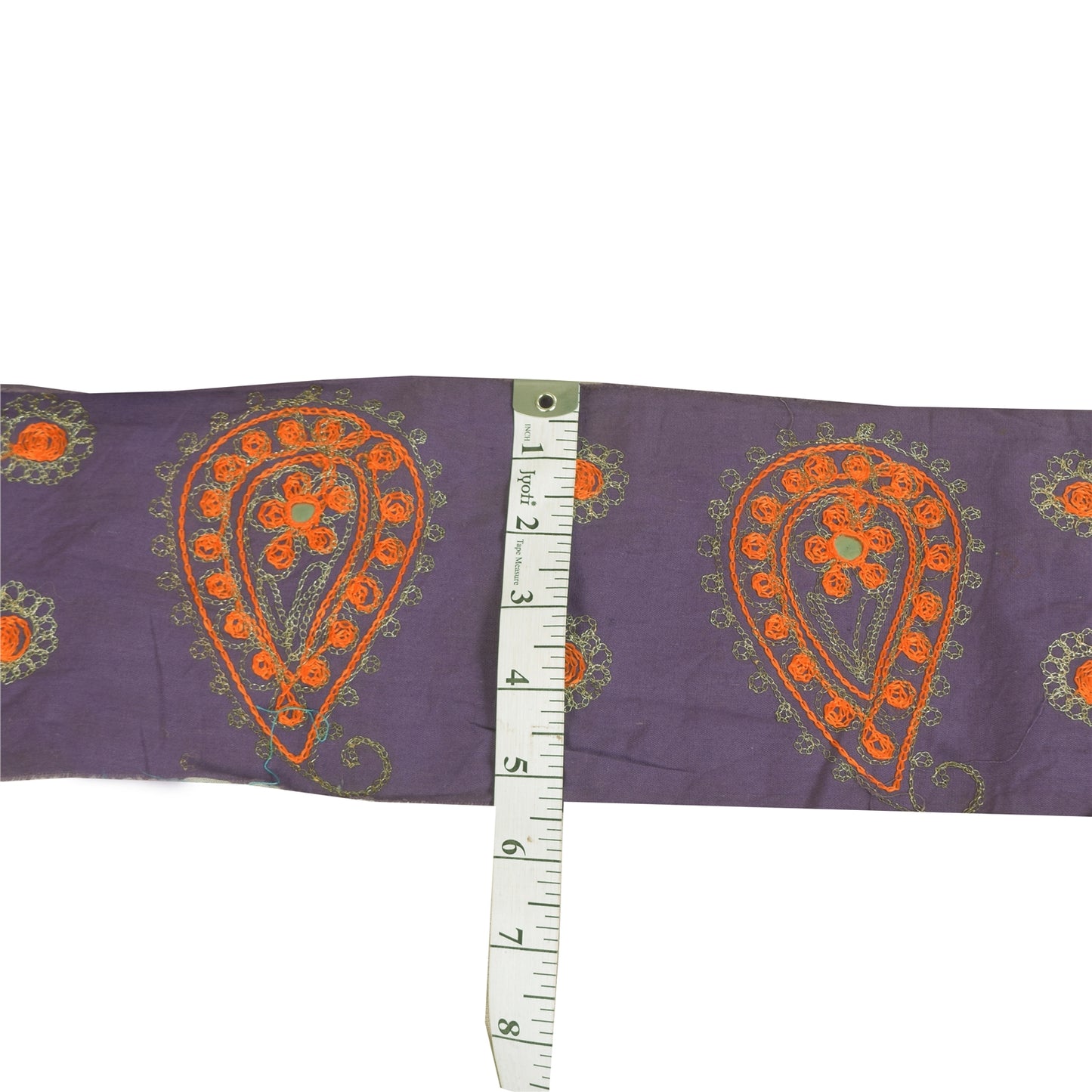 Sanskriti Vintage Sari/Saree Border Hand Bead Zari 1 YD Trim Blue 5W Cotton Lace