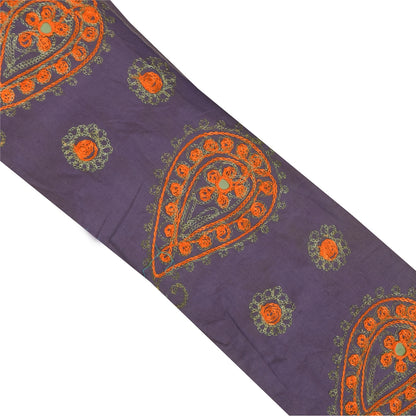 Sanskriti Vintage Sari/Saree Border Hand Bead Zari 1 YD Trim Blue 5W Cotton Lace