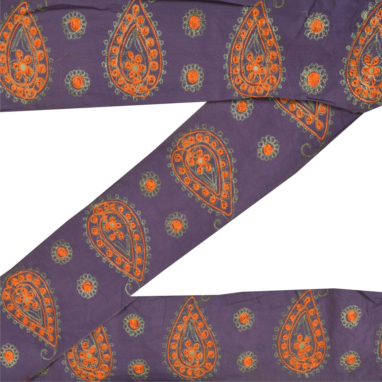 Sanskriti Vintage Sari/Saree Border Hand Bead Zari 1 YD Trim Blue 5W Cotton Lace