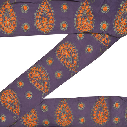 Sanskriti Vintage Sari/Saree Border Hand Bead Zari 1 YD Trim Blue 5W Cotton Lace