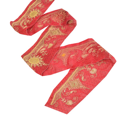 Sanskriti Vintage 1 YD Sari Border Hand Beaded Patch Work Trim Pink 5.5W Lace