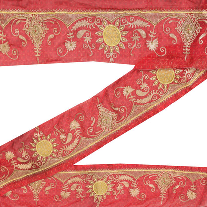 Sanskriti Vintage 1 YD Sari Border Hand Beaded Patch Work Trim Pink 5.5W Lace