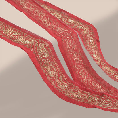 Sanskriti Vintage Sari/Saree Border Hand Beaded Zari 1 YD Trim Marron 2.5W Lace