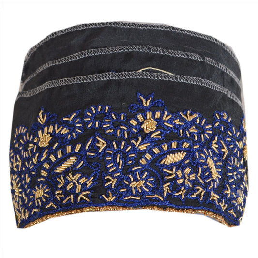 Sanskriti Vintage Sari Border Handbeaded 1Yd Indian Trim Sewing Black Decor Lace