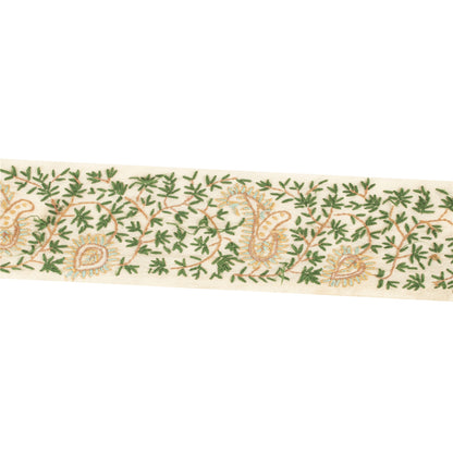 Sanskriti Vintage Sari Border Hand Embroidered Craft 1YD Sewing Cream Trims Lace