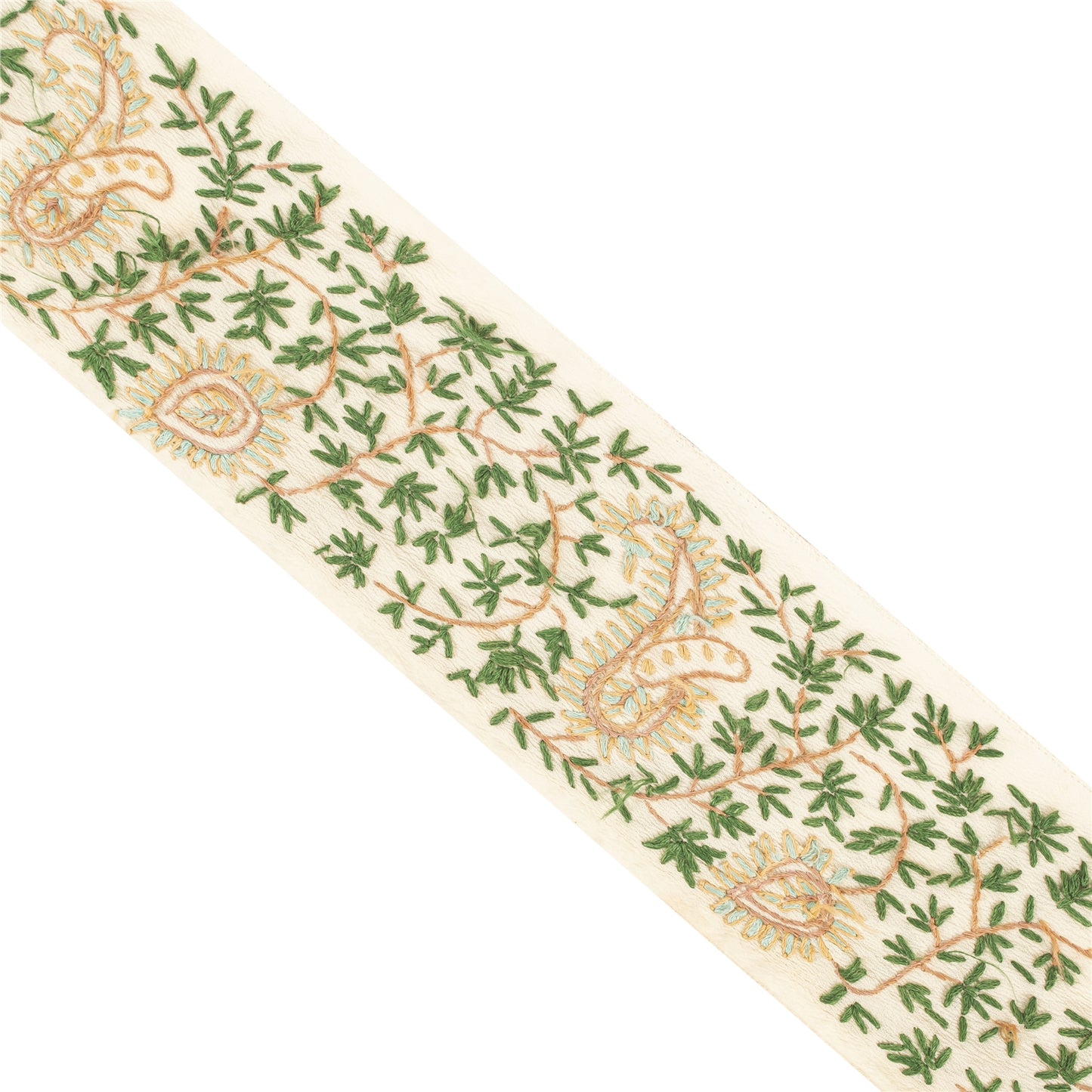 Sanskriti Vintage Sari Border Hand Embroidered Craft 1YD Sewing Cream Trims Lace