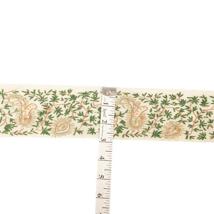 Sanskriti Vintage Sari Border Hand Embroidered Craft 1YD Sewing Cream Trims Lace