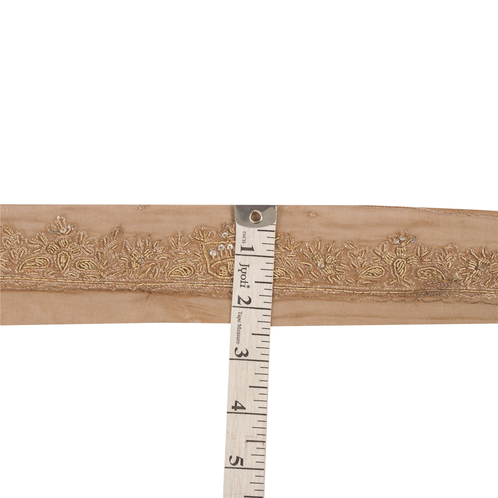 Sanskriti Vintage Sari Border Hand Bead Zardozi 1YD Indian Silk Trim Brown Lace